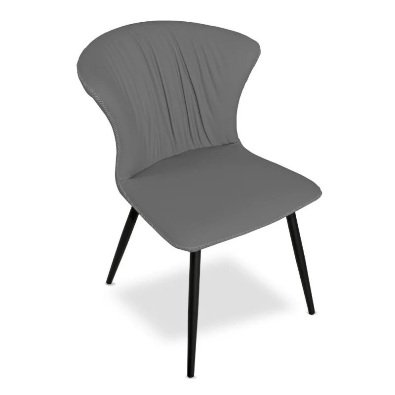 Set di sedie da pranzo "Core" imbottite ecopelle con gambe metallo nere cm 56x61 84h Effezeta
