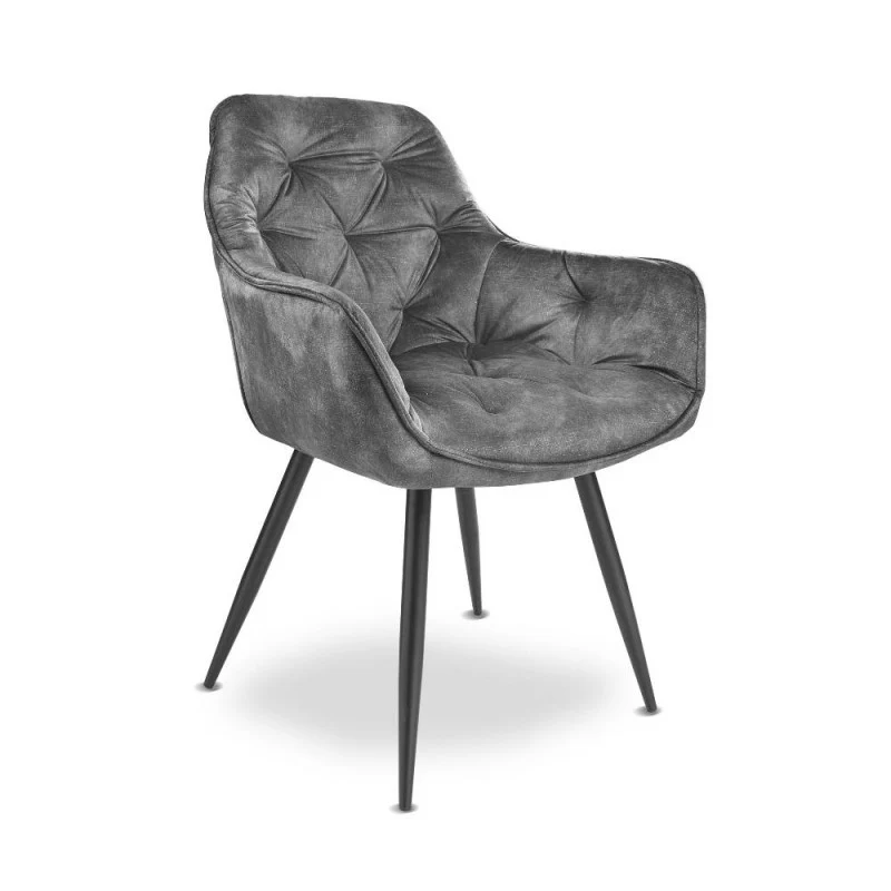 Set di sedie da pranzo "Senna" imbottite velluto con gambe metallo nere cm 59x60 86h Effezeta