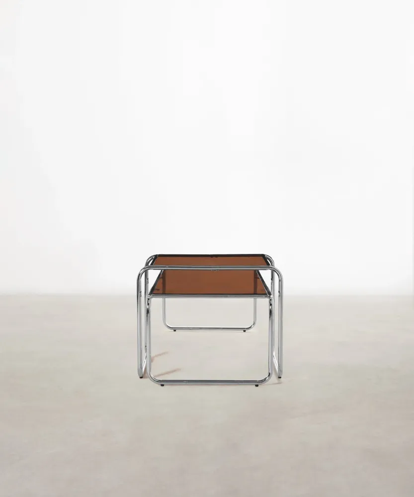 Tavolini da caffè acciaio e vetro temperato Lesvos Eileen Gray