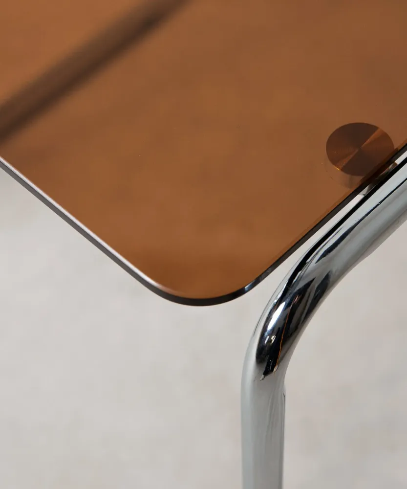 Tavolino metallo e vetro temperato Bonet Eileen Gray