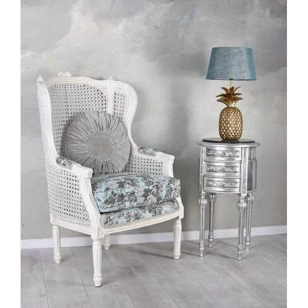 ELEGANTE POLTRONA VENTO STILE BAROCCO BIANCO ROCOCO BLU