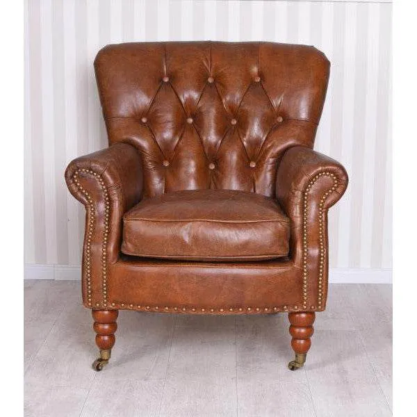 ESCLUSIVA POLTRONA INGLESE CHESTERFIELD PELLE