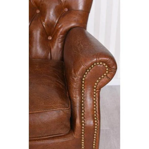 ESCLUSIVA POLTRONA INGLESE CHESTERFIELD PELLE