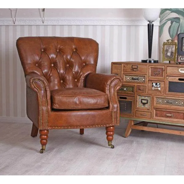 ESCLUSIVA POLTRONA INGLESE CHESTERFIELD PELLE