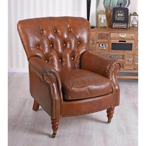 ESCLUSIVA POLTRONA INGLESE CHESTERFIELD PELLE