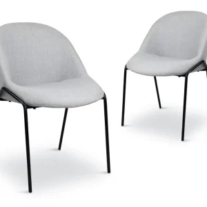 Set di 2 sedie di design tessuto di lino grigio ZAYA ESOU