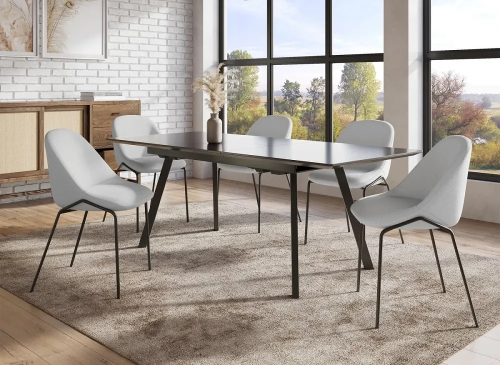 Set di 2 sedie di design tessuto di lino grigio ZAYA ESOU