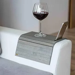 Bracciolo per divano legno Portaoggetti Bracciolo per tavolo Tavolo per divano Portabicchieri Supporto per telefono Tavolo...
