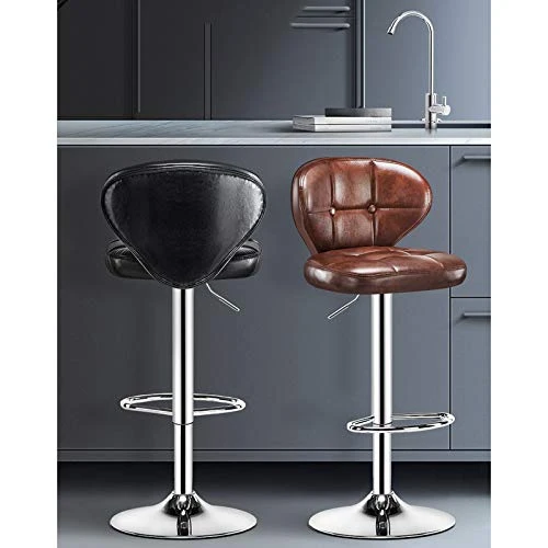 FACC Sgabelli da Bar Regolabili, Sgabelli da Bar Vintage, Sgabello da Bar Rosso, Schienale Rialzato, Design del Supporto V...