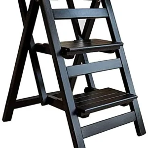 FCXBQ Sgabelli da Bar Sedia con Scala 3 gradini Legno massello Sedia con Scala Legno Multifunzionale Scala Pieghevole per...
