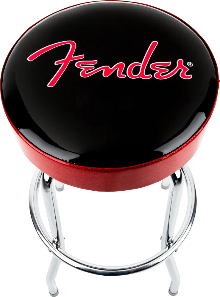 Fender® Red Sparkle Logo Barstool, Black and Red Sparkle 30