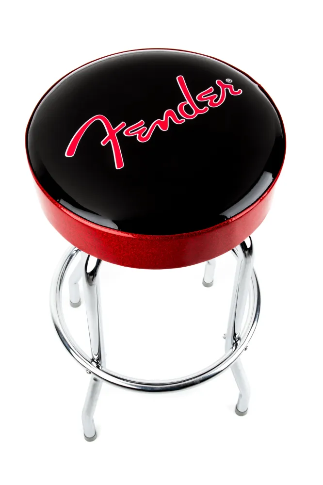 Fender® Red Sparkle Logo Barstool, Black and Red Sparkle 30