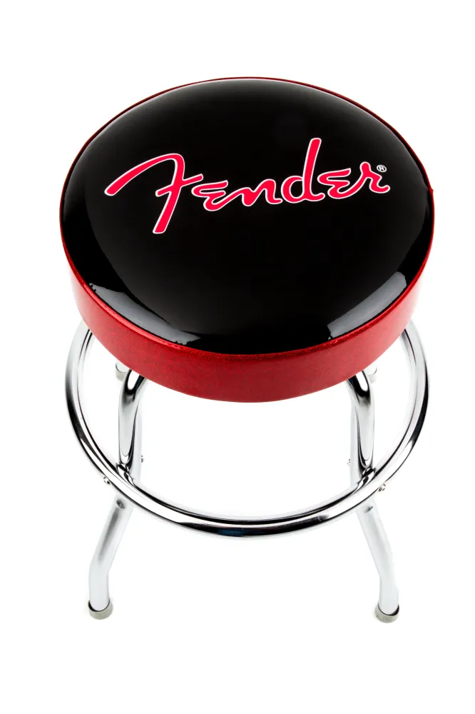 Fender® Red Sparkle Logo Barstool, Black and Red Sparkle 30