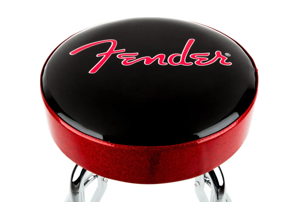Fender® Red Sparkle Logo Barstool, Black and Red Sparkle 30