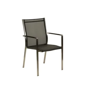 Florio II con braccioli alluminio nero argento