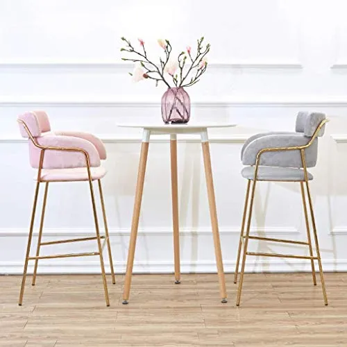 FLYTYSD Sgabelli Bar Sedia Poggiapiedi Sgabello Alto Sedie Pranzo Come Sgabello Sedile Capitonné Tessuto Velluto Gambe Met...