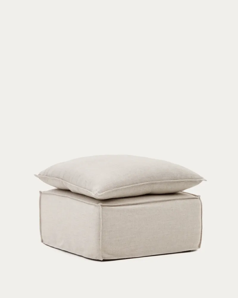 Fodera per poggiapiedi Anarela lino beige 80 x 80 cm