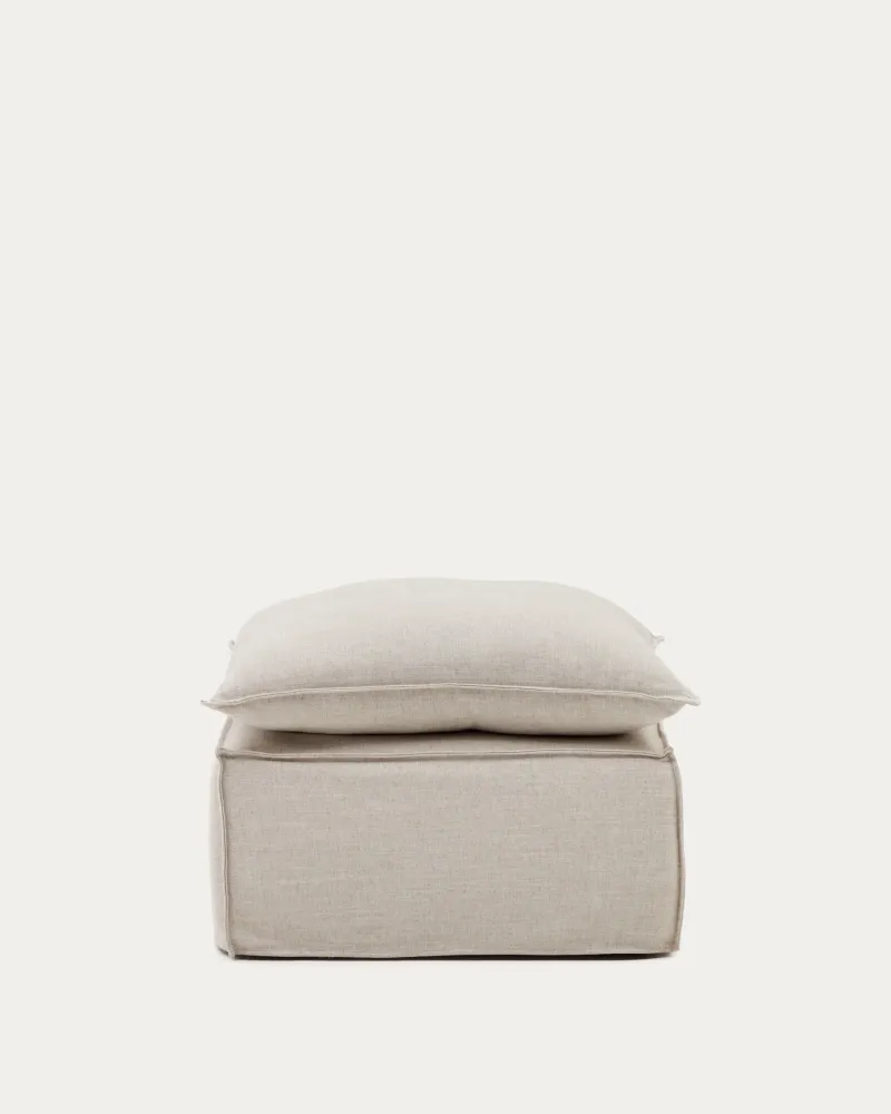 Fodera per poggiapiedi Anarela lino beige 80 x 80 cm