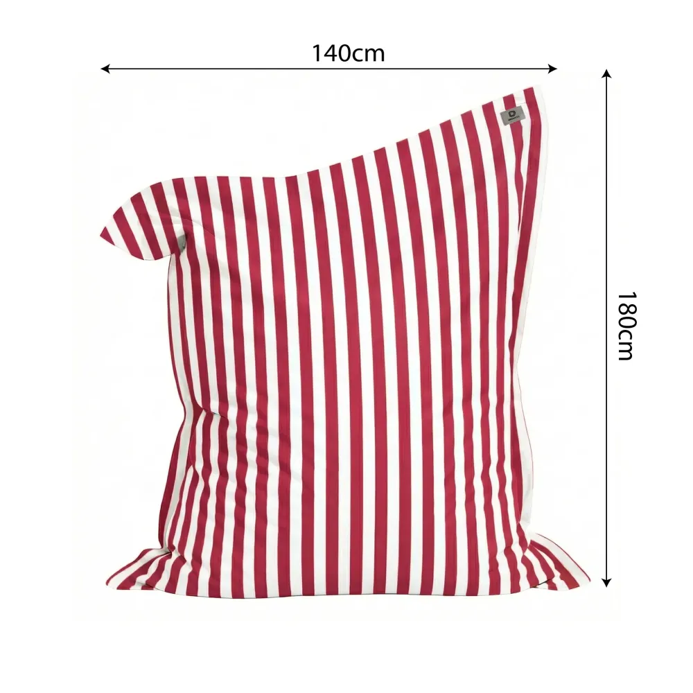 Fodera per Pouf Gigante XXL 180x140 Righe Rosso - Sfoderabile & Anti-UV (Interno / Esterno)