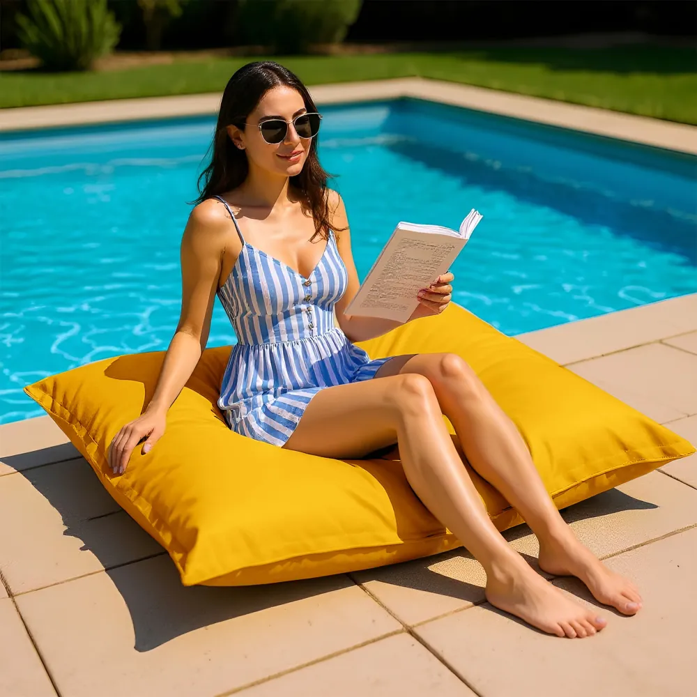 Fodera Pouf XL 120x80 Giallo Miele - (Fodera da Riempire - Interno/Esterno)