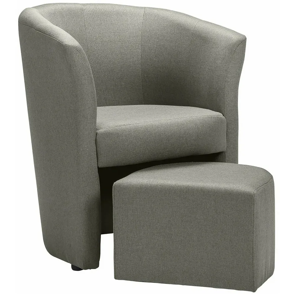 FORINVEST - Poltrona tessuto con pouf Djerba Savana Grigio - h76x63,5x62,5 cm