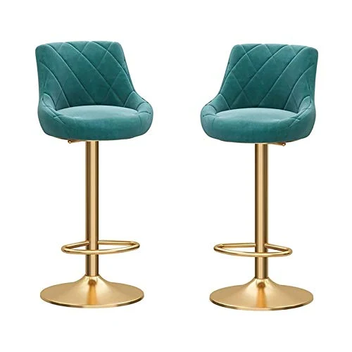FPigSHS Set di 2 sgabelli da Bar Metallo - Sgabelli da Bar girevoli 360°, Altezza 65-80cm, Sedia con Schienale Velluto, sg...