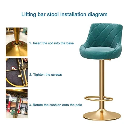 FPigSHS Set di 2 sgabelli da Bar Metallo - Sgabelli da Bar girevoli 360°, Altezza 65-80cm, Sedia con Schienale Velluto, sg...
