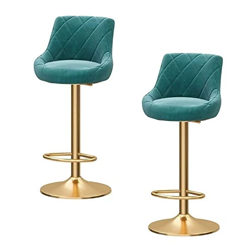FPigSHS Sgabelli da Bar Set di 2 sgabelli da Bar Metallo, sgabelli da Bar girevoli 360°, Sedia con Schienale Velluto, sgab...