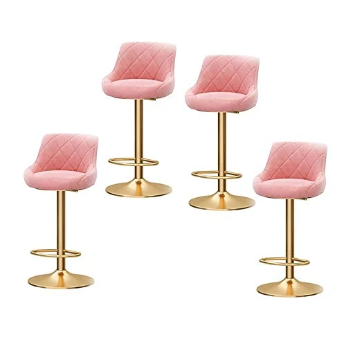 FPigSHS Sgabelli da Bar Set di sgabelli da Bar Metallo di 2/4, Sedia Velluto con Schienale, Counter 65-80cm Sgabelli Girev...
