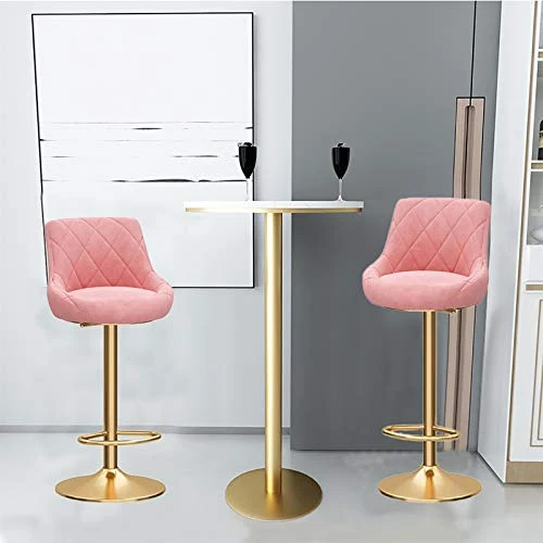FPigSHS Sgabelli da Bar Set di sgabelli da Bar Metallo di 2/4, Sedia Velluto con Schienale, Counter 65-80cm Sgabelli Girev...