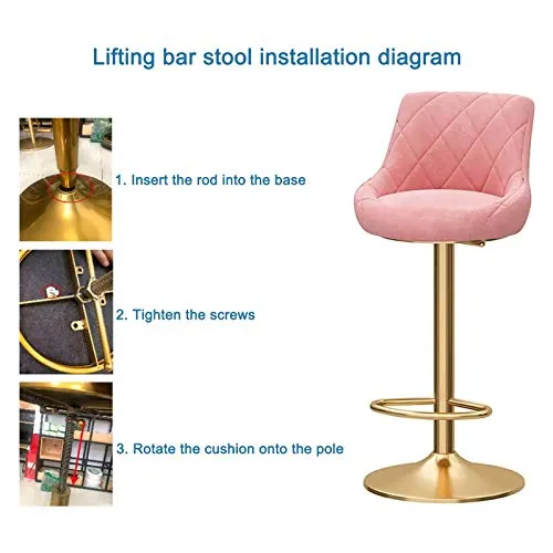 FPigSHS Sgabelli da Bar Set di sgabelli da Bar Metallo di 2/4, Sedia Velluto con Schienale, Counter 65-80cm Sgabelli Girev...