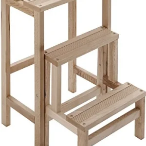 Framar Everest Sgabello Legno, Scaletta 3 Gradini, Richiudibile, Ribaltabile, Portata 100 kg, Legno di Faggio, 44 x 37 x 5...