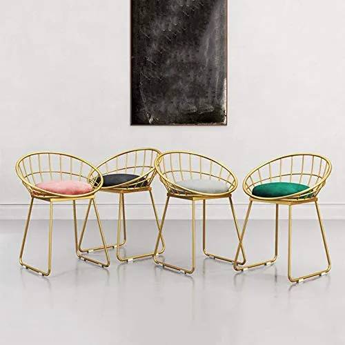 FREEDOH Sgabello Tessuto Ragazze Trucco Sedia Stile Nordico Ferro Art Lounge Chair Piccolo Dressing Nail Sgabello caffè De...