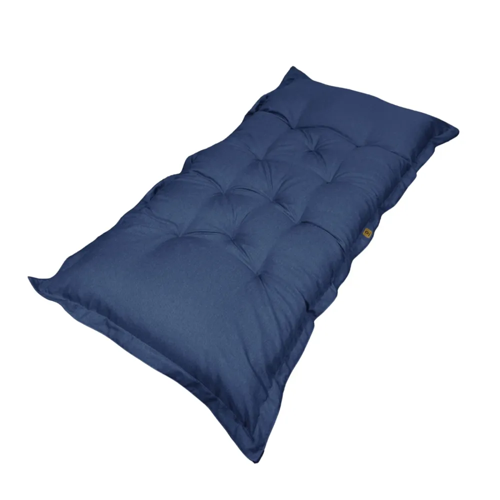 Futon da Pavimento XXL Effetto Lino 195x100 Blu Indaco - Spesso 15cm (Letto Supplementare & Détente)