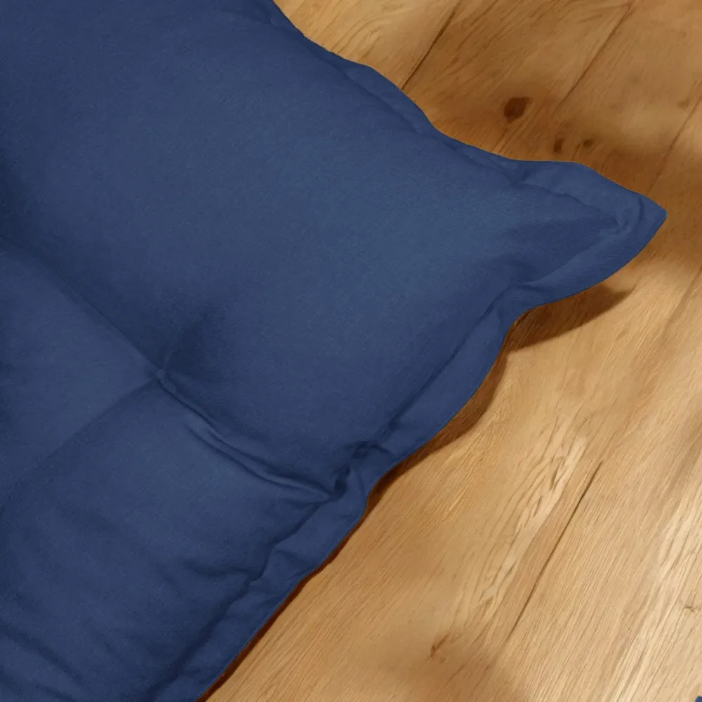 Futon da Pavimento XXL Effetto Lino 195x100 Blu Indaco - Spesso 15cm (Letto Supplementare & Détente)