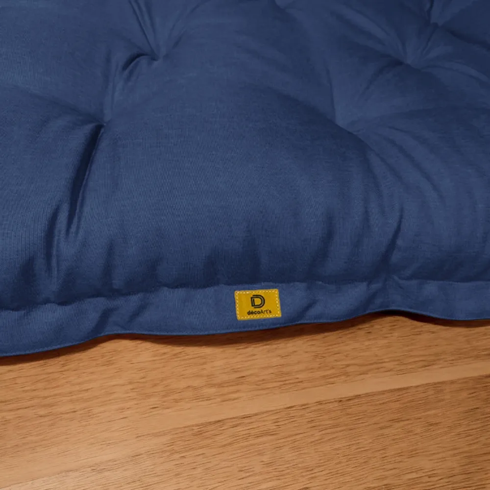 Futon da Pavimento XXL Effetto Lino 195x100 Blu Indaco - Spesso 15cm (Letto Supplementare & Détente)
