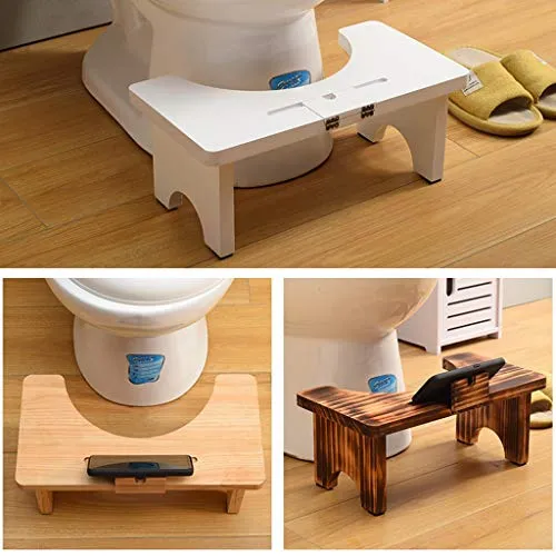 FXJ Sgabello squatty Antiscivolo Sgabello Legno massello Legno massello Bagno Sgabello Legno Postura per la Salute (Color...