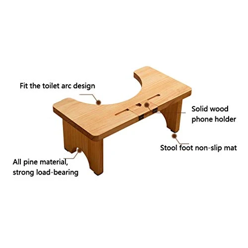 FXJ Sgabello squatty Antiscivolo Sgabello Legno massello Legno massello Bagno Sgabello Legno Postura per la Salute (Color...