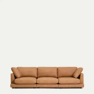 Gala 4 posti pelle marrone, 300 cm