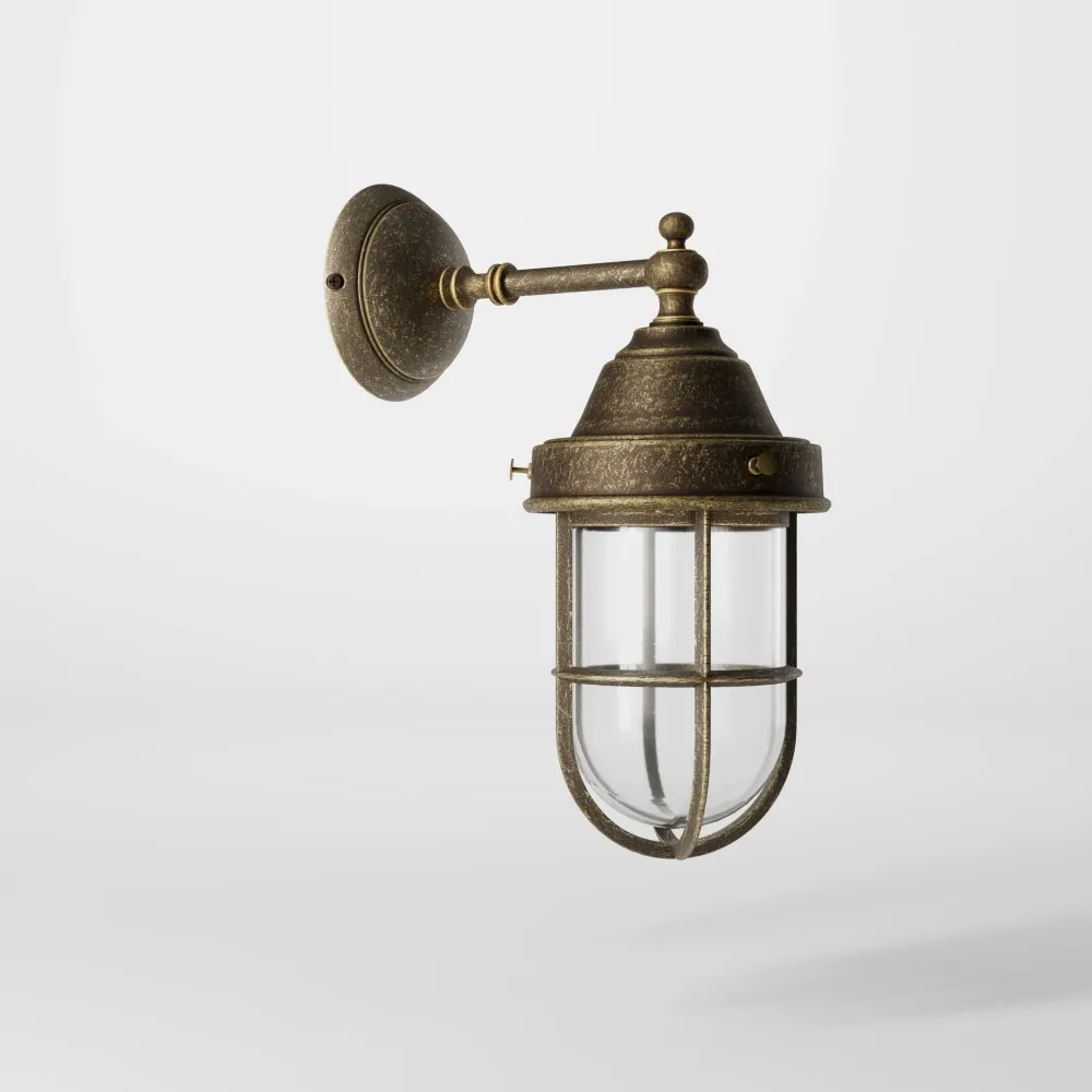 Applique Da Esterno Ottone Con Paralume Gabbia Ghidini 1849