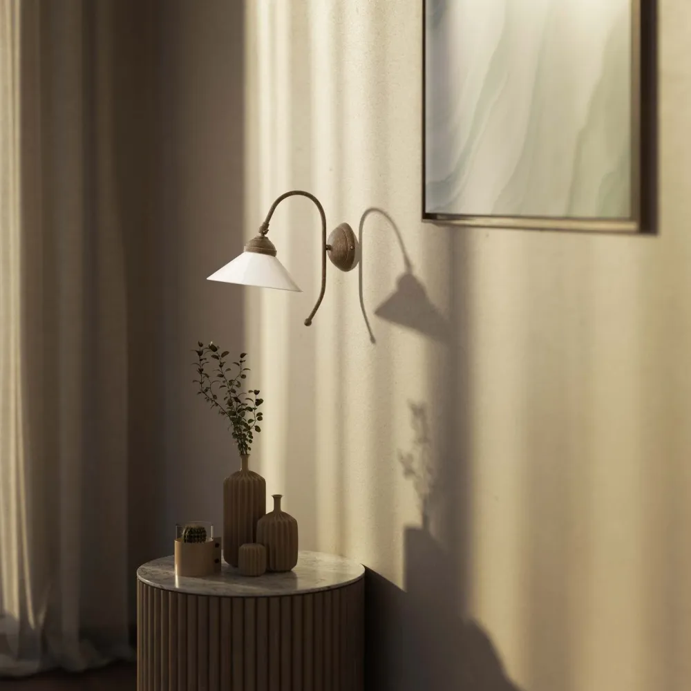 Applique Orientabile con Paralume Vetro Fiordo Ghidini 1849