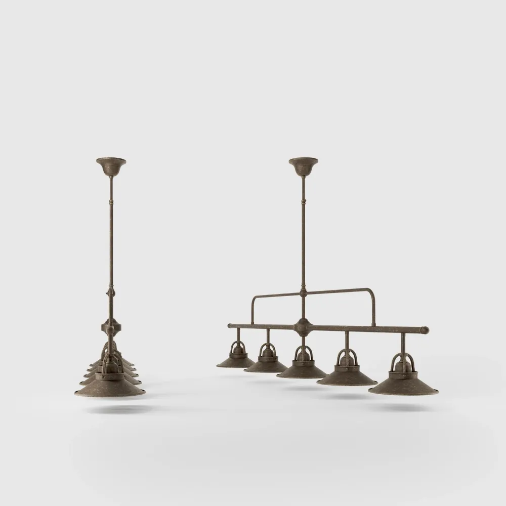 Lampada Sospensione Ottone 5 Luci Industrial Alice Ghidini 1849