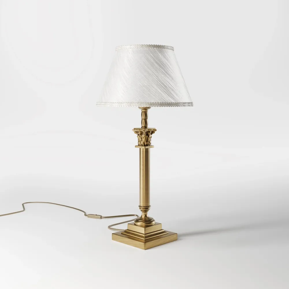 Lampada Da Tavolo Ottone Con Paralume Avorio Classico Ghidini 1849