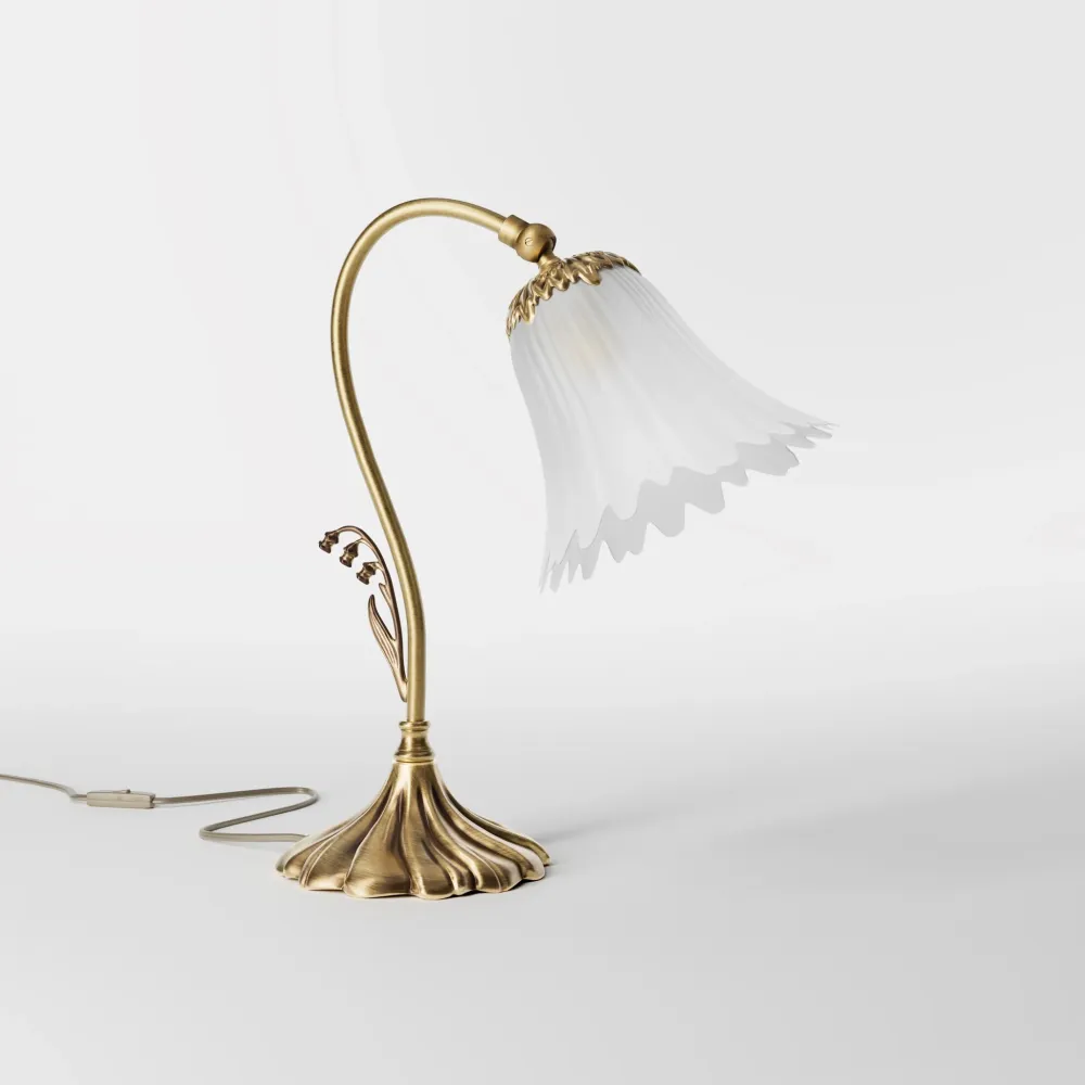 Lampada Da Tavolo Ottone Con Paralume Floreale Ghidini 1849