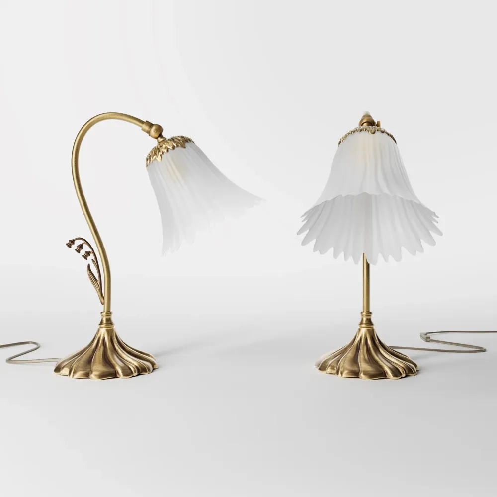 Lampada Da Tavolo Ottone Con Paralume Floreale Ghidini 1849
