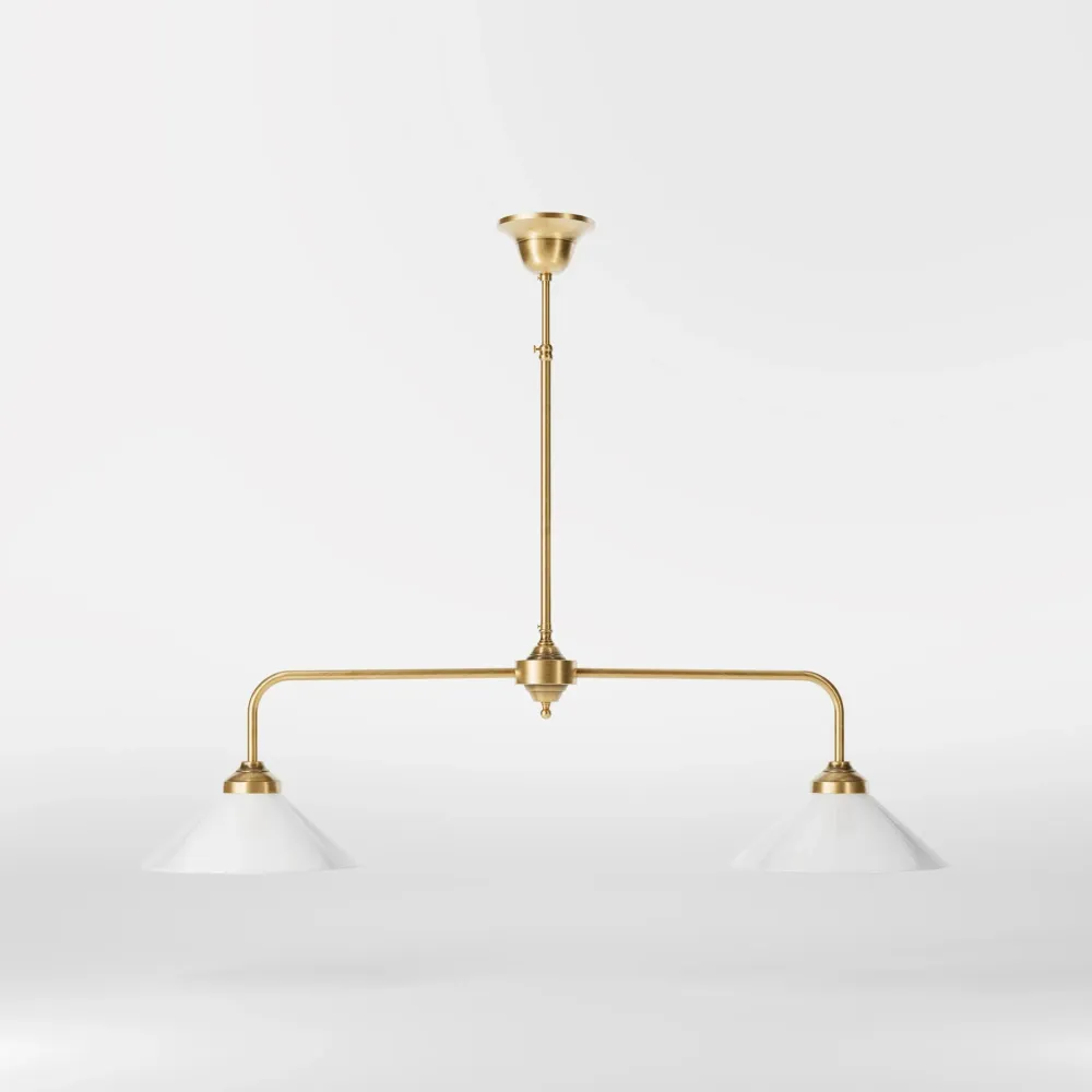 Lampadario Ottone Con Due Paralumi Conici Ghidini 1849