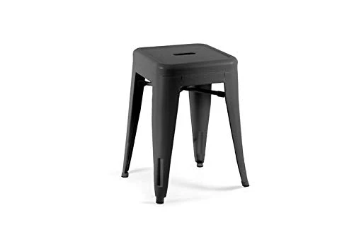 Gicos Sgabello Nero Stile Industriale Metallo 39 X 39 X 46 Cm
