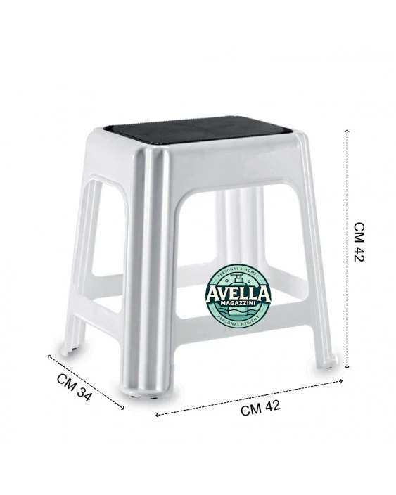 GiganPlast Sgabello Novanta con Tappeto Antiscivolo - Sgabello Alto 42 cm - Robusto e Salvaspazio
