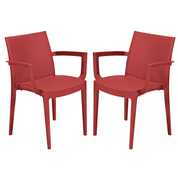 Grandsoleil - S6624R - Sedia Venice - con braccioli - 59 x 51 x 80 cm - polipropilene - rosso - Grandsoleil - conf. 2 pezz...