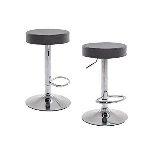 Set di 2 sgabelli rotondi da bar da cucina e bar, per colazione, colore: grigio GroBKau